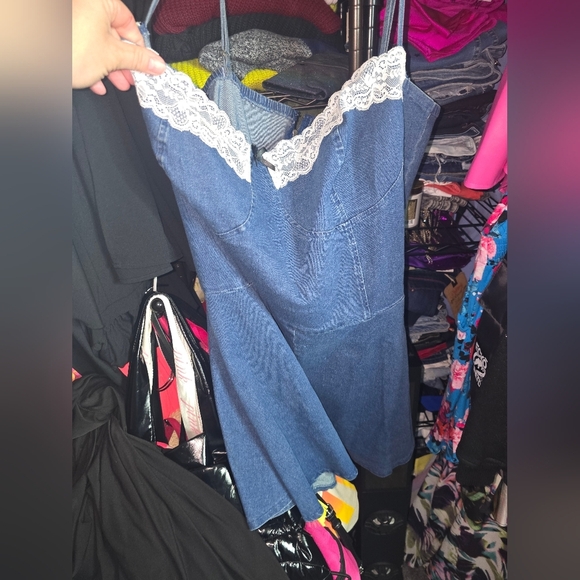 Nwot Fashion Nova 3x Denim Romper - Picture 2 of 5